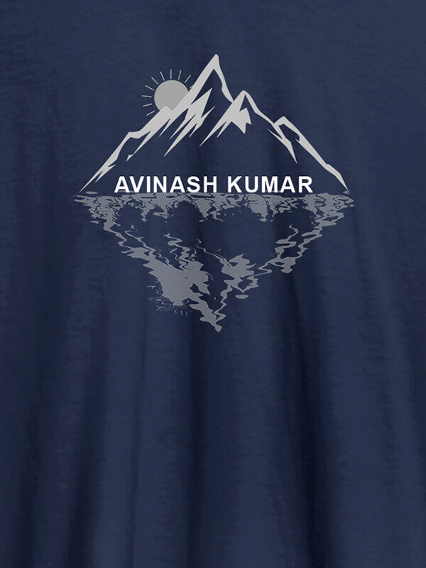 Custom Himalaya Mountain Sunrise Personalised Mens Printed T Shirt Navy Blue Color