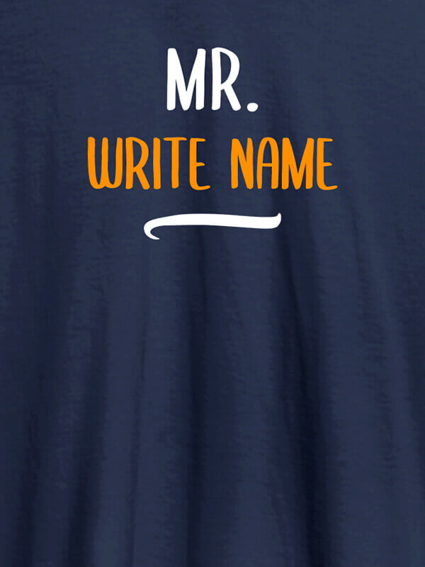 Custom Mr with Your Name On Navy Blue Color Customized Tshirt for Men