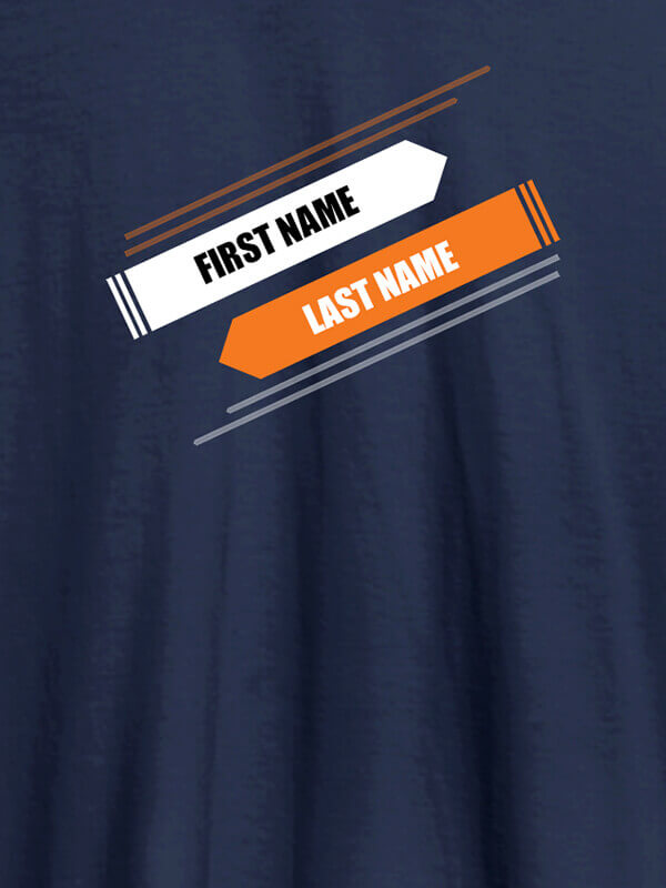 Custom First Name and Last Name On Navy Blue Color Personalized Tees