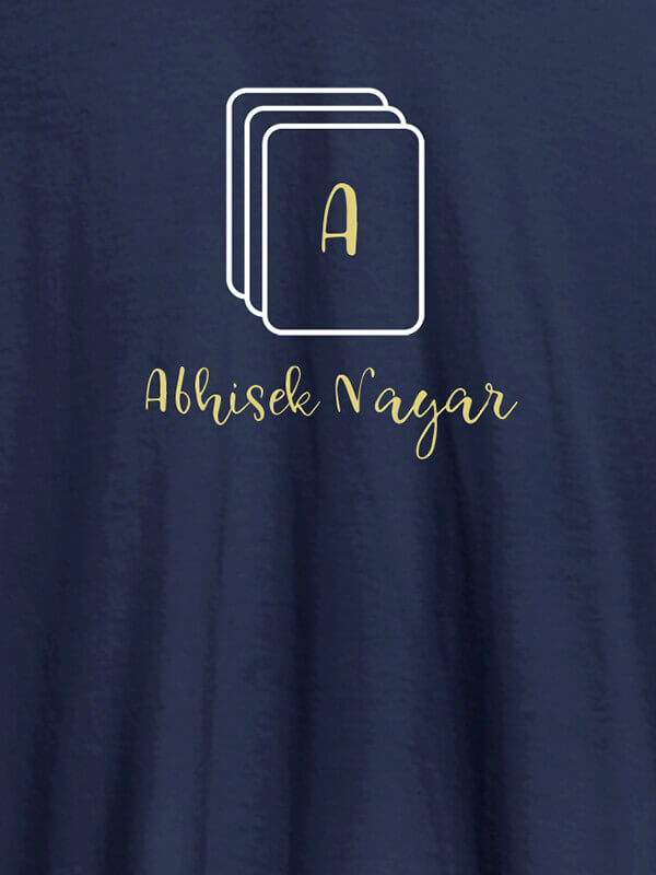 Custom Playing Cards with Initial and Name On Navy Blue Color Personalized Tees