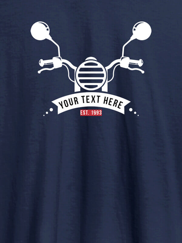 Custom Your text with Bike Theme On Navy Blue Color Personalized Tshirt