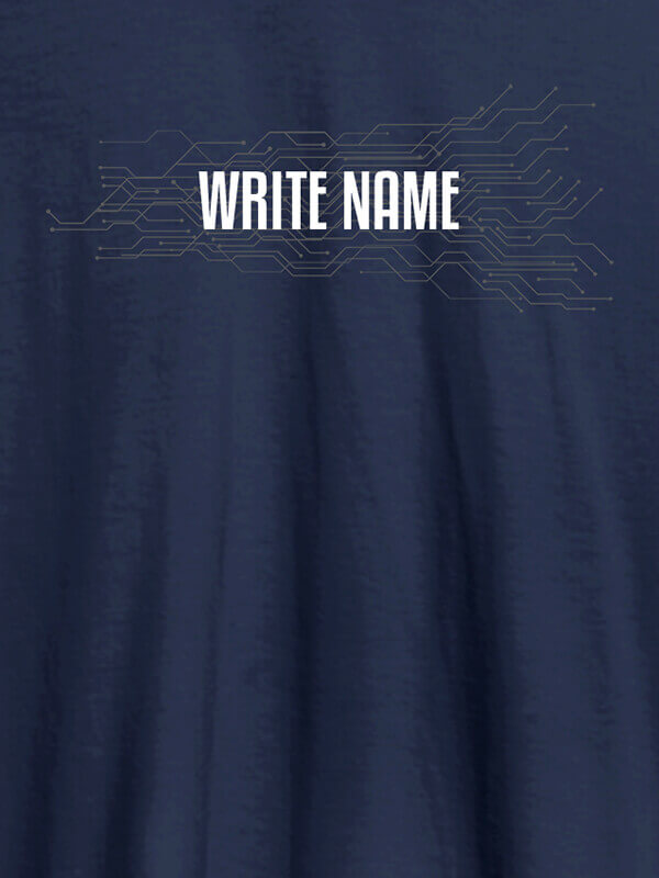Custom Circuit Theme with Name On Navy Blue Color Customized Mens T-Shirt