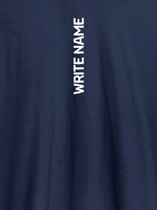 Custom Vertical Name On Navy Blue Color Customized Men Tees