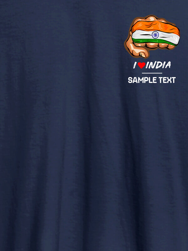Custom Indian Flag With Text On Navy Blue Color Customized Tshirt for Men