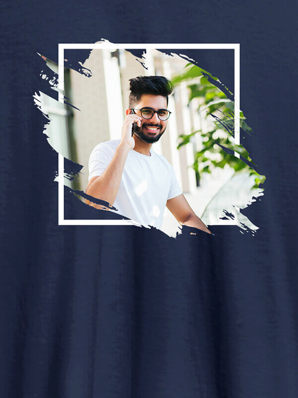 Custom Your Photo in Paint Effect On Navy Blue Color Personalized Tshirt