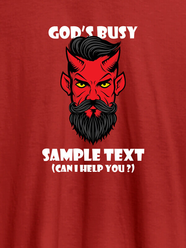 Custom God Busy Can I Help You Personalised Printed Mens T Shirt Red Color