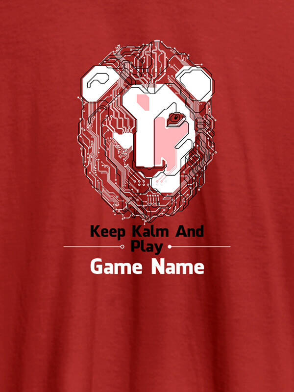 Custom Keep Calm And Play Game Name Personalised Printed Mens T Shirt Red Color