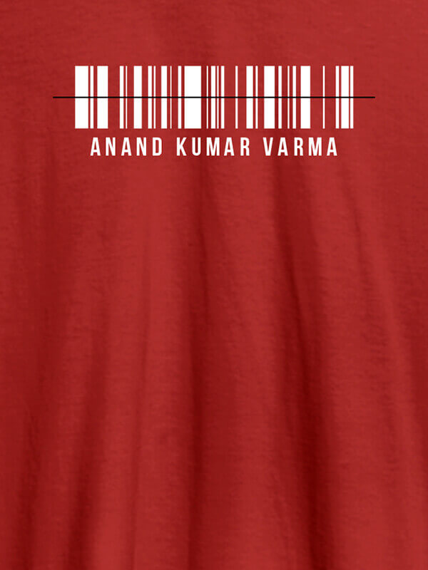 Custom Barcode With Name Personalized Printed Mens T Shirt Red Color
