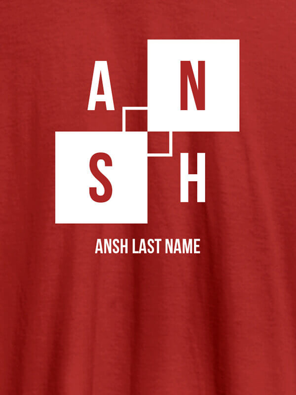 Custom Personalised Mens T Shirt With Last Name Red Color