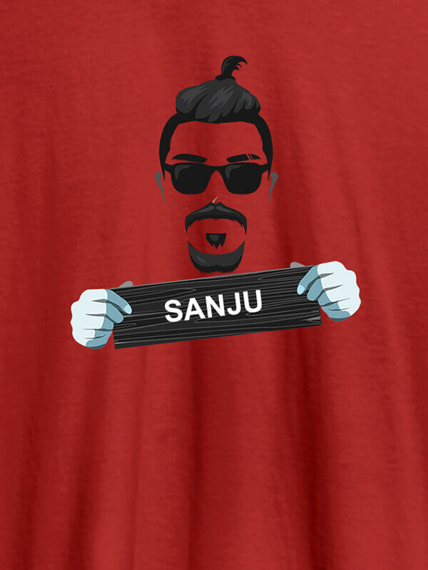 Custom Funky Beard Moustache Sunglasses Personalised Mens T Shirt Red Color