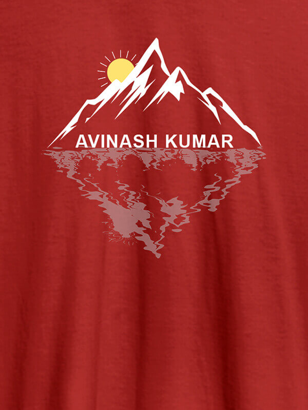 Custom Himalaya Mountain Sunrise Personalised Mens Printed T Shirt Red Color