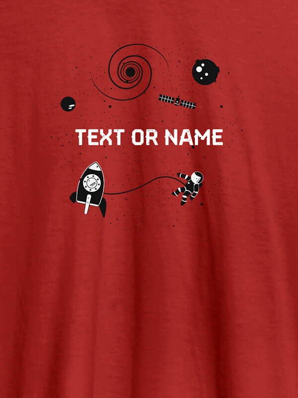 Custom Astronaut Design with Text On Red Color T-shirts For Men with Name, Text and Photo