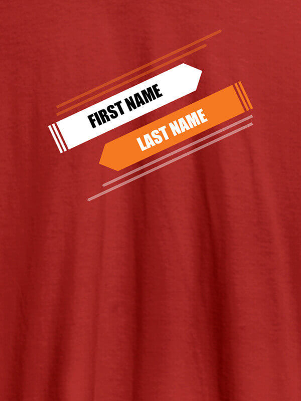 Custom First Name and Last Name On Red Color Personalized Tees