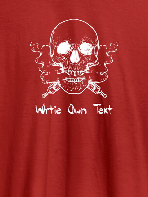 Custom Skull Design with Text On Red Color Personalized Tshirt