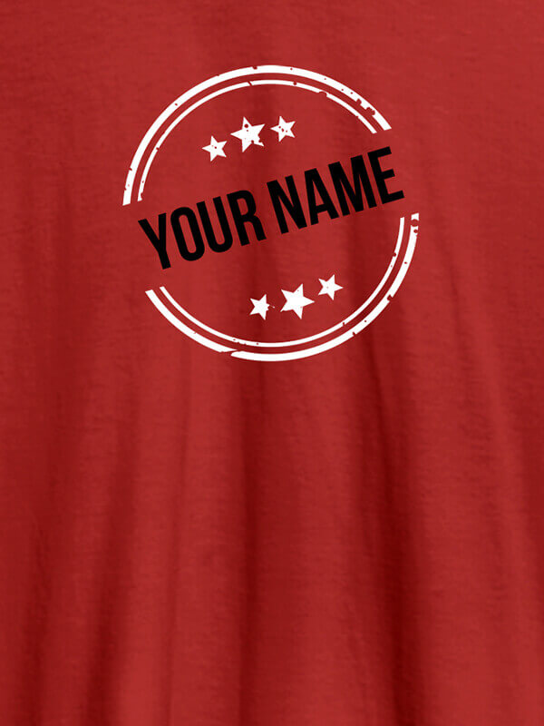 Custom Stamp with Stars Theme and Your Name On Red Color Customized Tshirt for Men