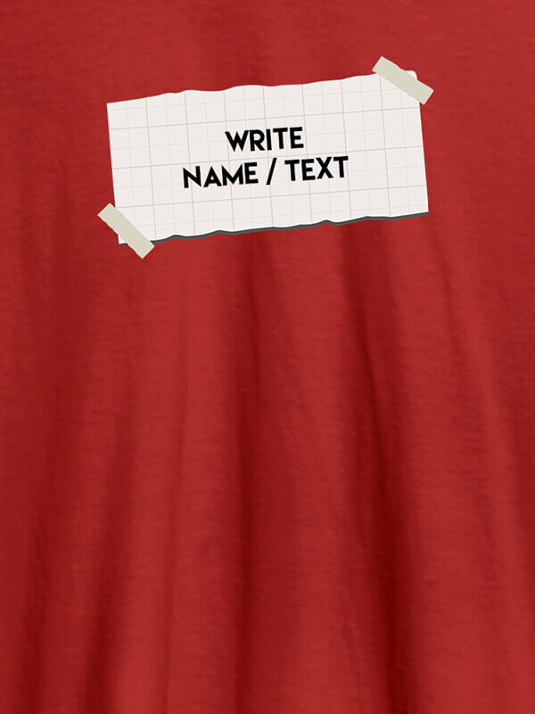 Custom Paper Cutting with Name On Red Color T-shirts For Men with Name, Text and Photo