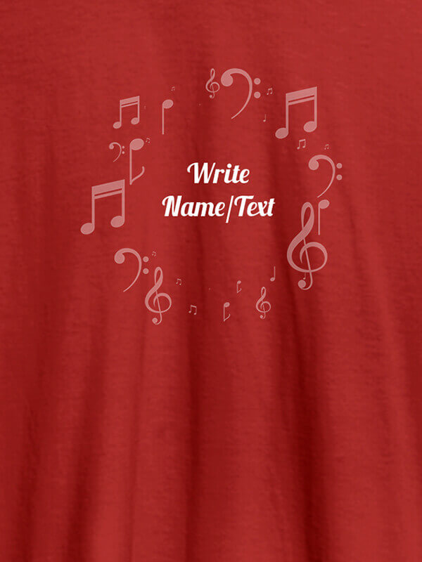 Custom Musical Symbols with Your Name On Red Color Personalized T-Shirt
