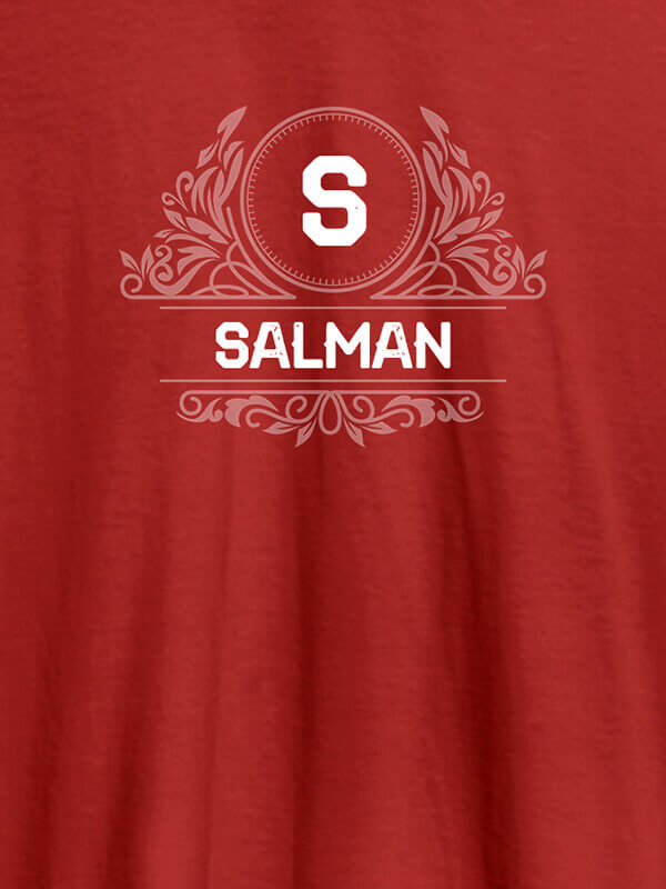 Custom Shield Design with Text and Initial On Red Color Customized Men Tees