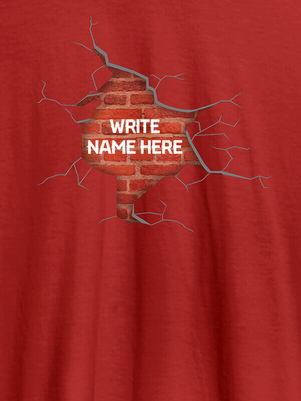 Custom Brick Design with Your Name On Red Color Customized Mens T-Shirt