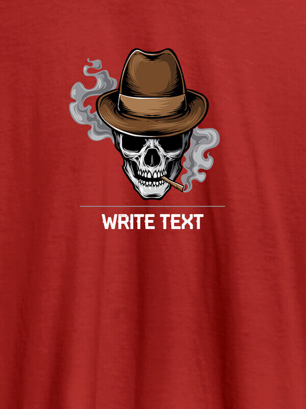 Custom Skull Smoking Theme with Your Text On Red Color Personalized Tees