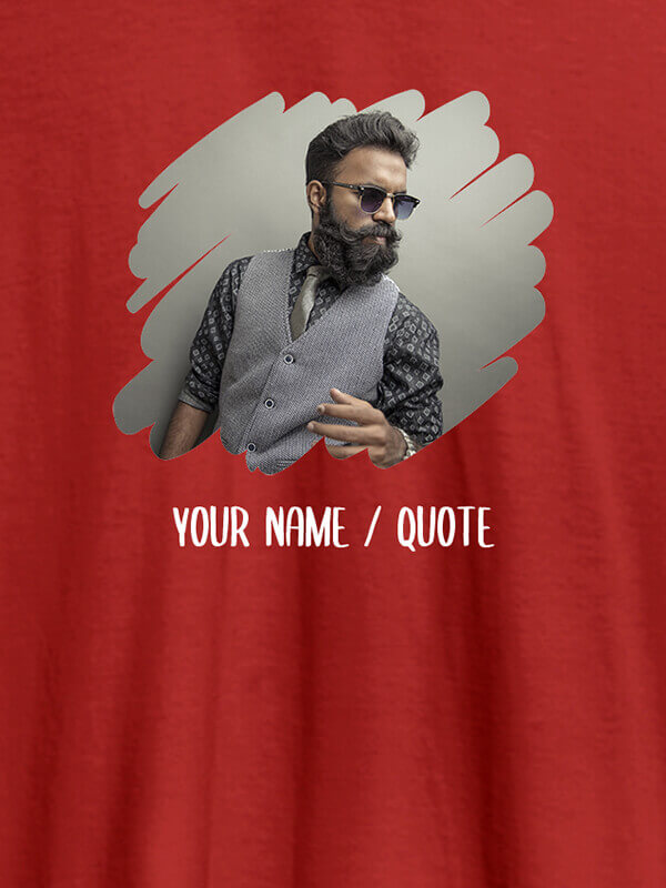 Custom Your Photo in Circle Grunge Shape On Red Color Personalized Tees