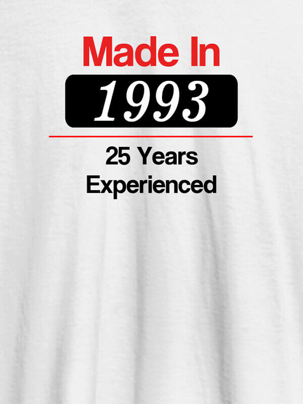 Custom Made In Year Experienced Printed Mens T Shirt Design White Color