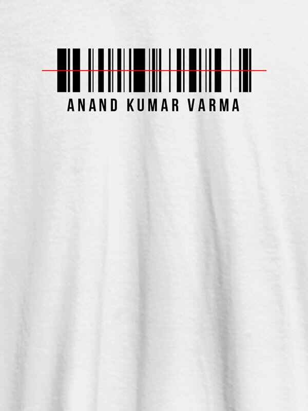 Custom Barcode With Name Personalized Printed Mens T Shirt White Color