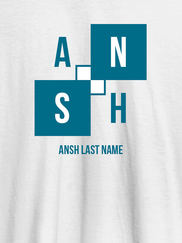Custom Personalised Mens T Shirt With Last Name White Color