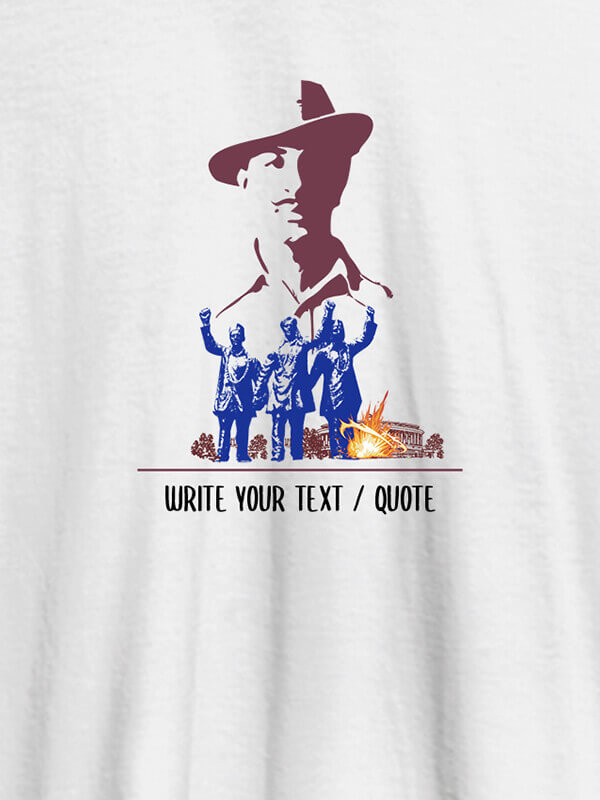 Custom Bhagat Singh with Text On White Color Personalized Tshirt