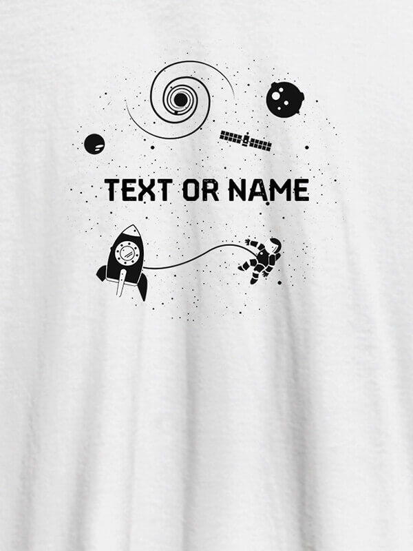 Custom Astronaut Design with Text On White Color T-shirts For Men with Name, Text and Photo