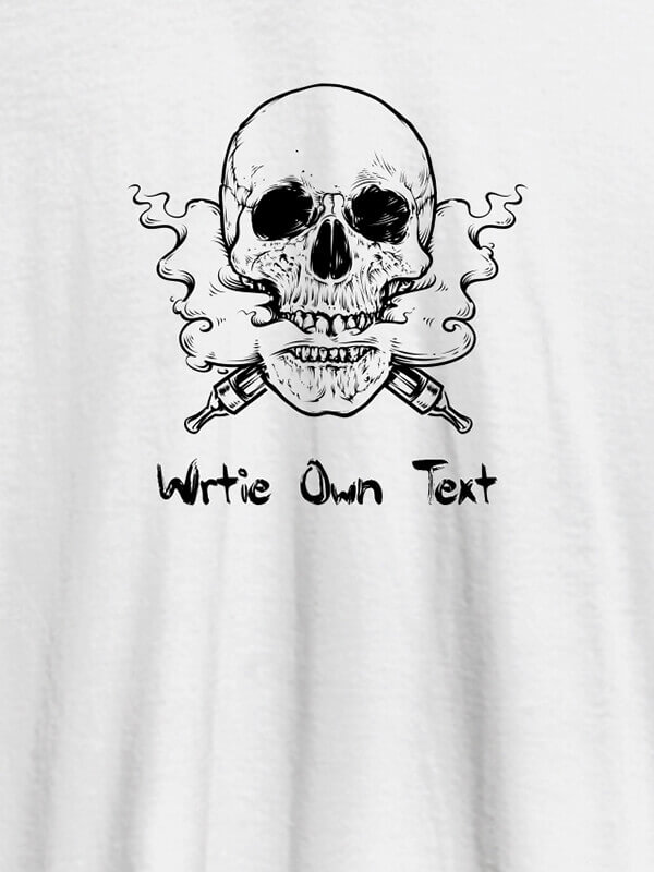 Custom Skull Design with Text On White Color Personalized Tshirt