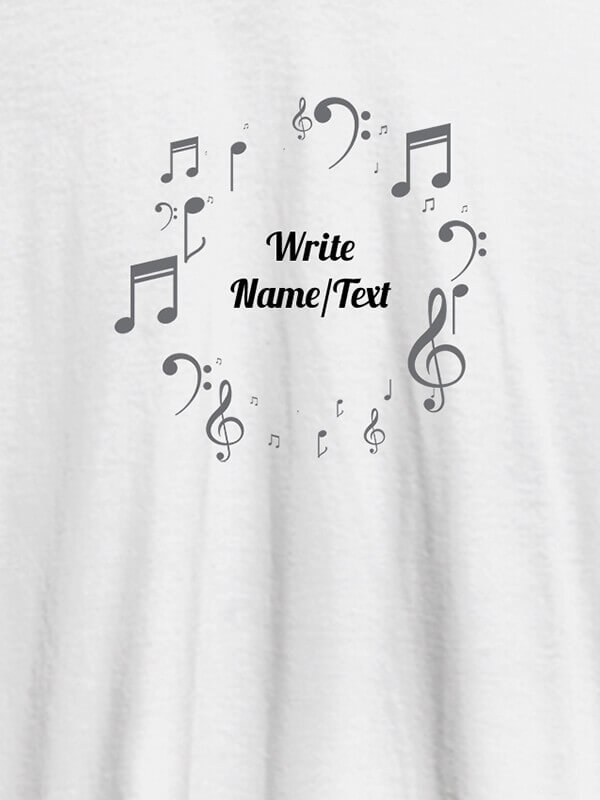 Custom Musical Symbols with Your Name On White Color Personalized T-Shirt