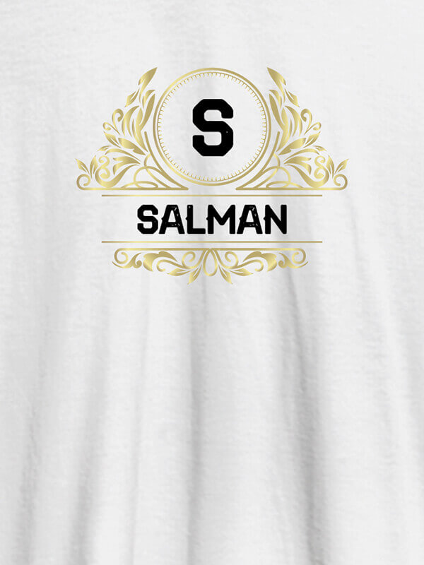 Custom Shield Design with Text and Initial On White Color Customized Men Tees