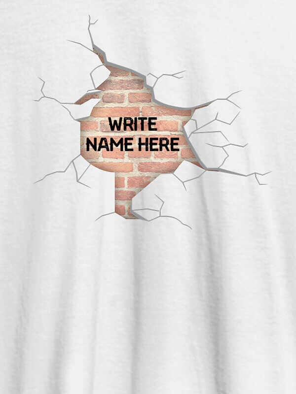Custom Brick Design with Your Name On White Color Customized Mens T-Shirt