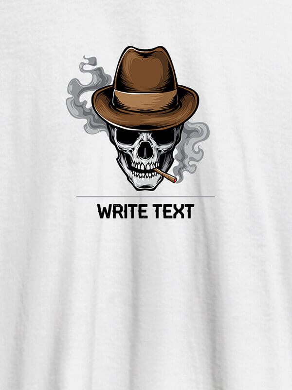 Custom Skull Smoking Theme with Your Text On White Color Personalized Tees