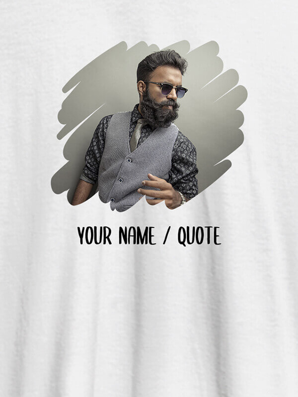 Custom Your Photo in Circle Grunge Shape On White Color Personalized Tees