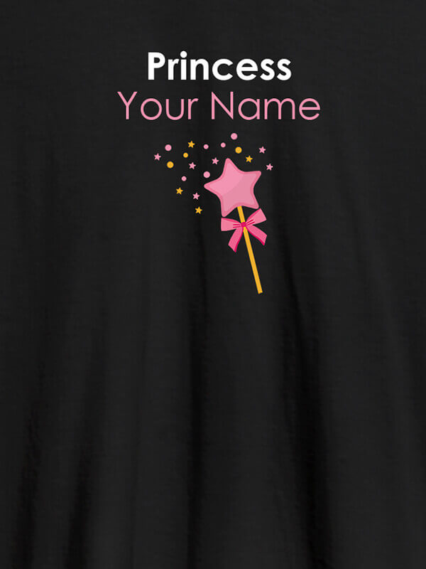 Custom Princess Your Name Personalised Girl T Shirt Black Color