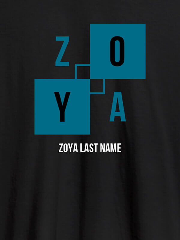Custom Personalised Womens T Shirt With Last Name Black Color