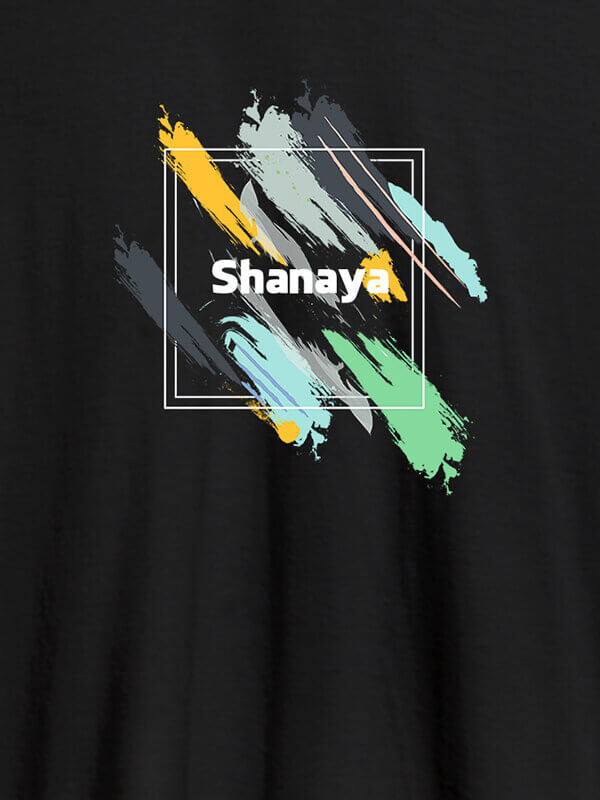 Custom Personalised Womens T Shirt Name With Abstract Design Black Color