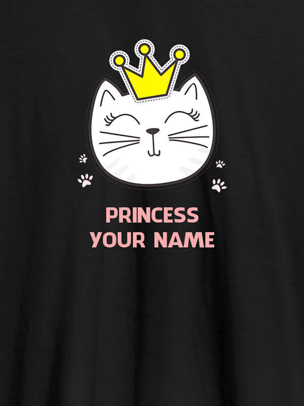 Custom Princess Cat Personalised Womens T Shirt With Name Black Color