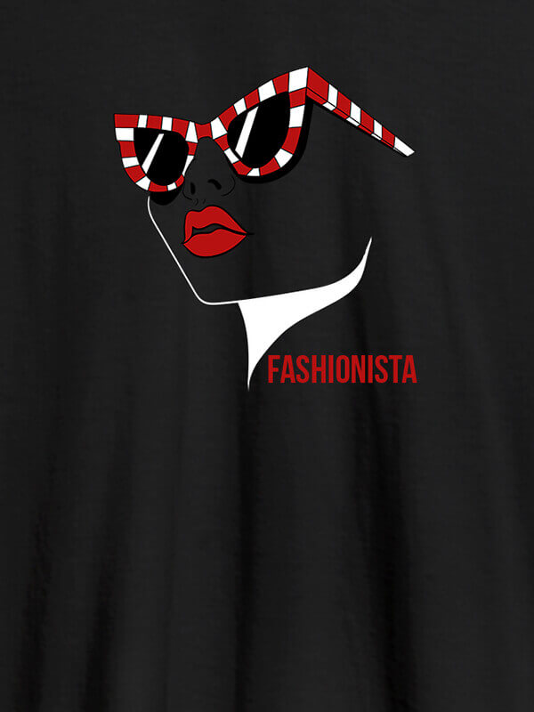 Custom Fashionista Womens T Shirt Trendy Unique Design Black Color