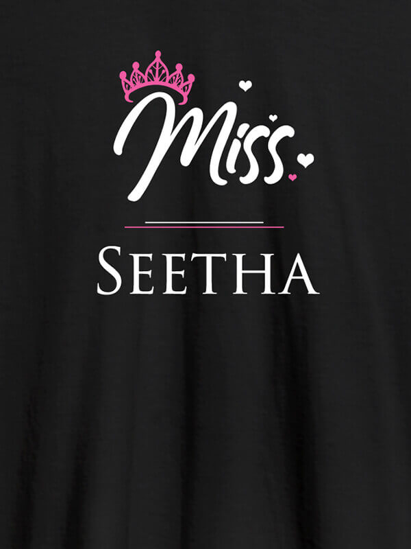 Custom Miss with Your Name On Black Color Customized Women Tees