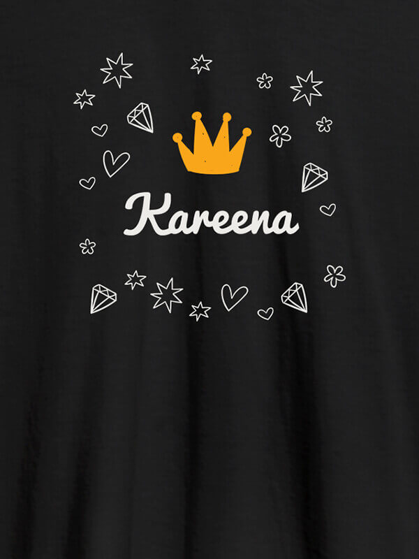 Custom Crown Design with Your Name On Black Color Customized Tshirt for Women