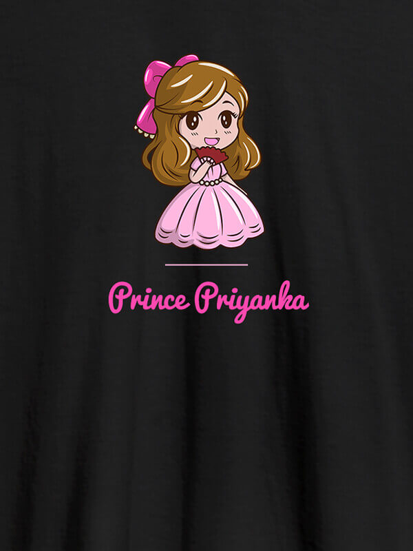 Custom Cute Princess with Your Name On Black Color Personalized Women Tees
