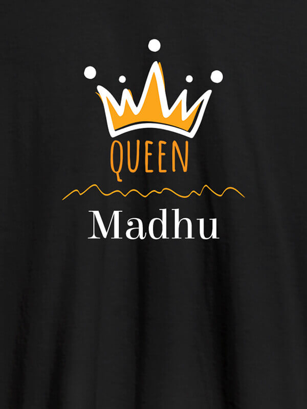 Custom Queen Crown with Name On Black Color Women T Shirts with Name, Text, and Photo