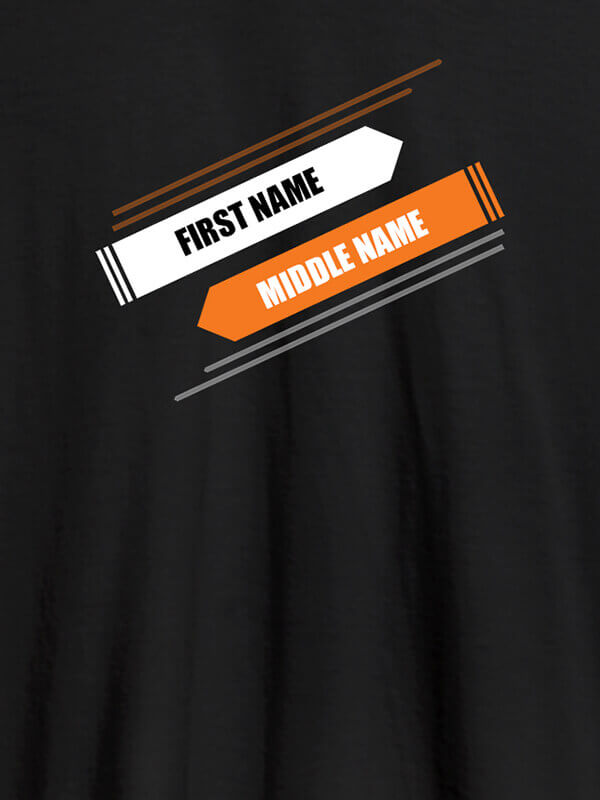 Custom First Name and Last Name On Black Color Customized Tshirt for Women