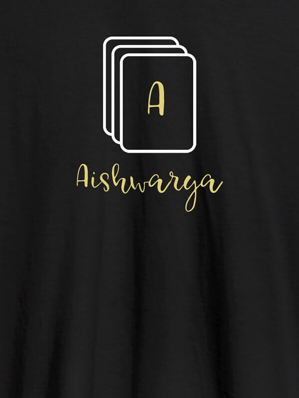 Custom Playing Cards with Initial and Name On Black Color Personalized Women Tees