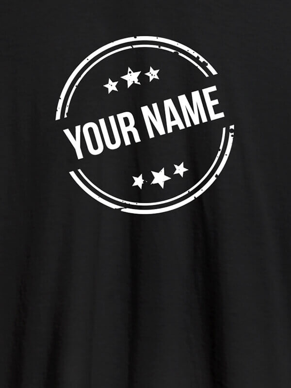 Custom Stamp with Stars Theme and Your Name On Black Color Customized Women T-Shirt