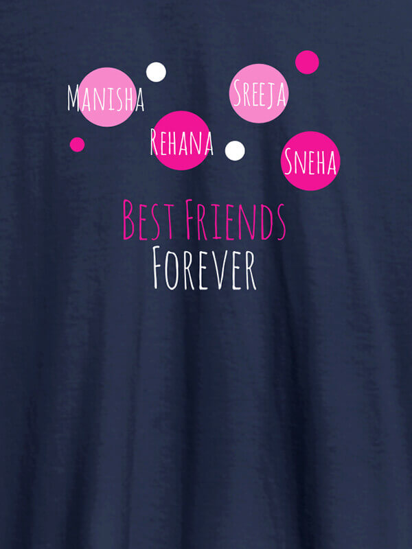 Custom Best Friends Forever Personalised Womens T Shirt Navy Blue Color