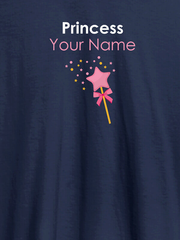 Custom Princess Your Name Personalised Girl T Shirt Navy Blue Color